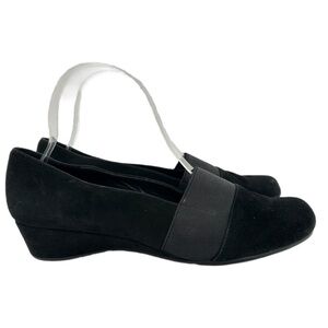 Vaneli womens flats size 8.5 black suede wedges granny core